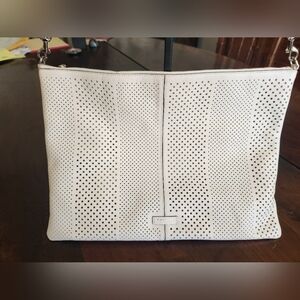 COACH 29481 Bleecker Daily Perforated Leather Shoulder Bag / Clutch Ivory White